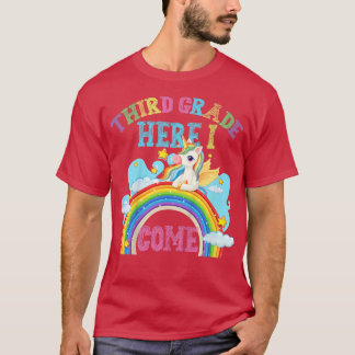 Camiseta Crianças Arco-Íris Unicórnio Passe 3º Grau Aqui I