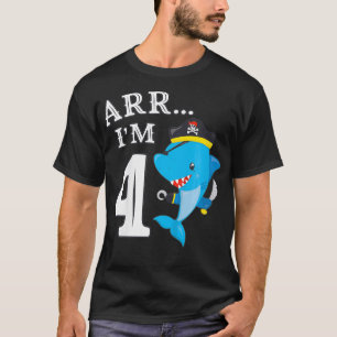 Camiseta Crianças ARR IM 4 Aniversário Presente Pirata 4 An