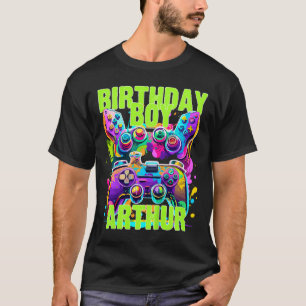 Camiseta Crianças Arthur Birthday Boy Video Game Aniversári