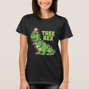 Camiseta Crianças Árvores Rex Crianças de Natal Dinossauro