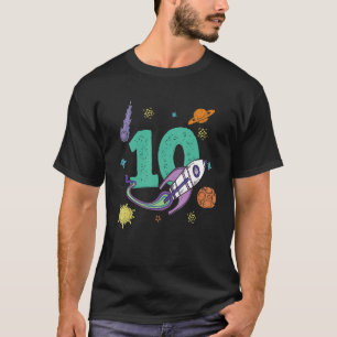 Camiseta Crianças Astronauta Espacial Exterior 10º Aniversá