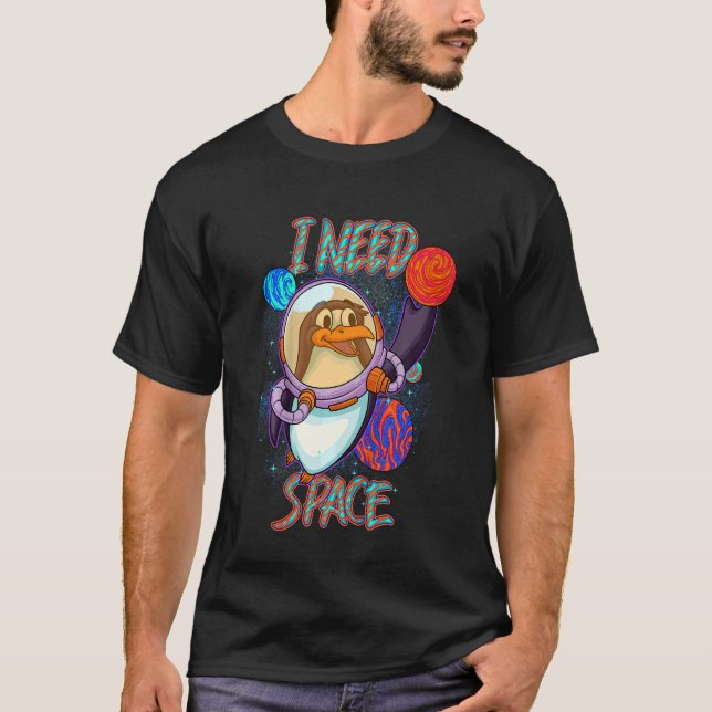 Camiseta Crianças Astronautas Cute Penguin Preciso De Ciênc (Frente)