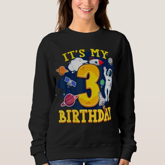 Camiseta Crianças Astronautas de 3 Anos Astronauta Exterior (Frente)