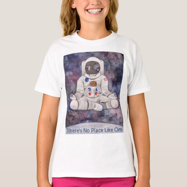 Camiseta Crianças Astronautas De Yoga Não Há Lugar Como A C (Frente)
