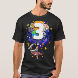 Camiseta Crianças Astronautas Exteriores aniversário de 3 a