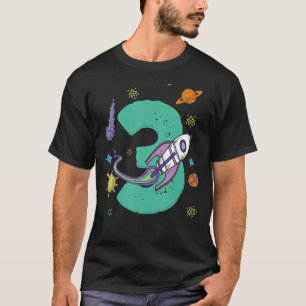 Camiseta Crianças Astronautas Exteriores aniversário de 3 a