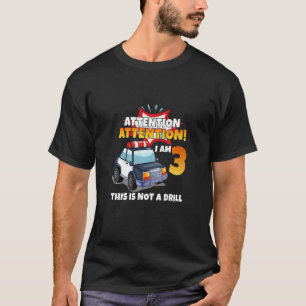 Camiseta Crianças Atenção, eu sou 3 policial carro 3 anos 3
