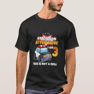 Camiseta Crianças Atenção, eu sou 3 policial carro 3 anos 3