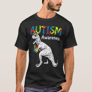 Camiseta Crianças Autismo Sensibilização Dino Autista Toddl