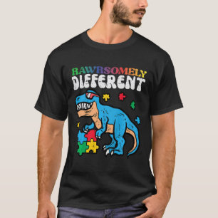Camiseta Crianças Autismo Sensibilização Dino Estranhamente