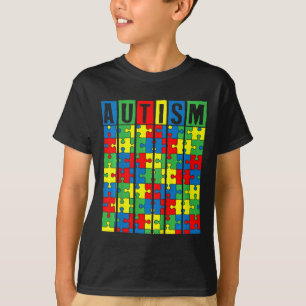 Camiseta Crianças Autismo Sensibilização Peça Quebra-cabeça