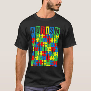 Camiseta Crianças Autismo Sensibilização Peça Quebra-cabeça