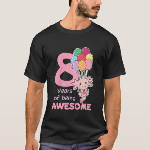Camiseta Crianças Axolotl Para O 8º Aniversário Para Crianç