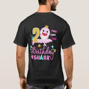 Camiseta Crianças Baby Shark 2º Aniversário Menino Menina D
