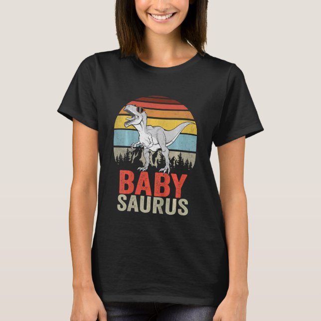 Camiseta Crianças Babysaurus Rex Dinossauro Bebê Saurus Fam (Frente)
