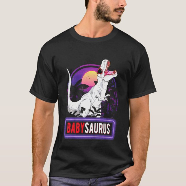 Camiseta Crianças Babysaurus T Rex Dinossauro Bebê Saurus F (Frente)