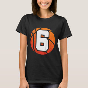 Camiseta Crianças Basquete Aniversário 6 Número 6 Anos