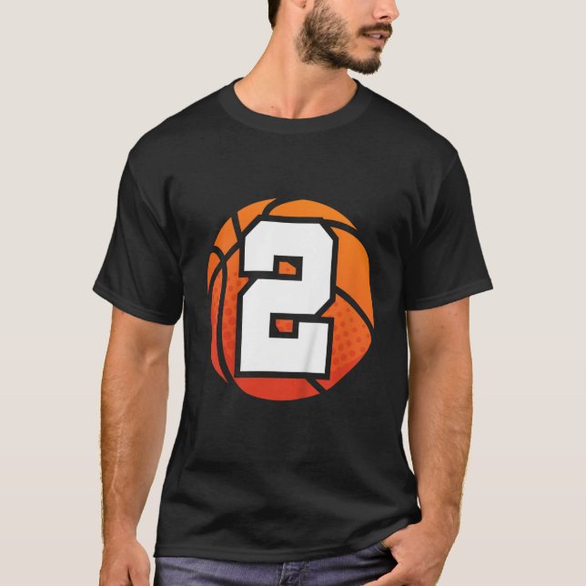 Camiseta Crianças Basquete Número 2 de Aniversário para Doi (Frente)