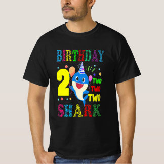 Camiseta Crianças Bebê Tubarão-Cute Aniversário De 2 Anos D