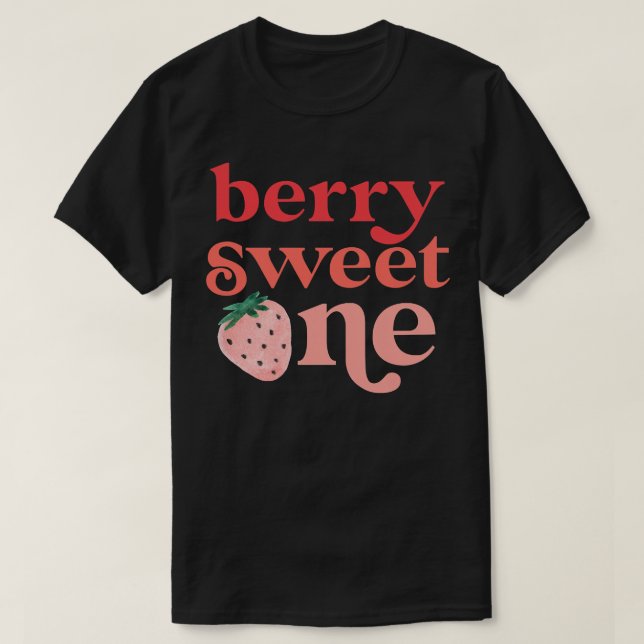 Camiseta Crianças Berry Sweet One Strawberry Primeiro Anive (Frente do Design)