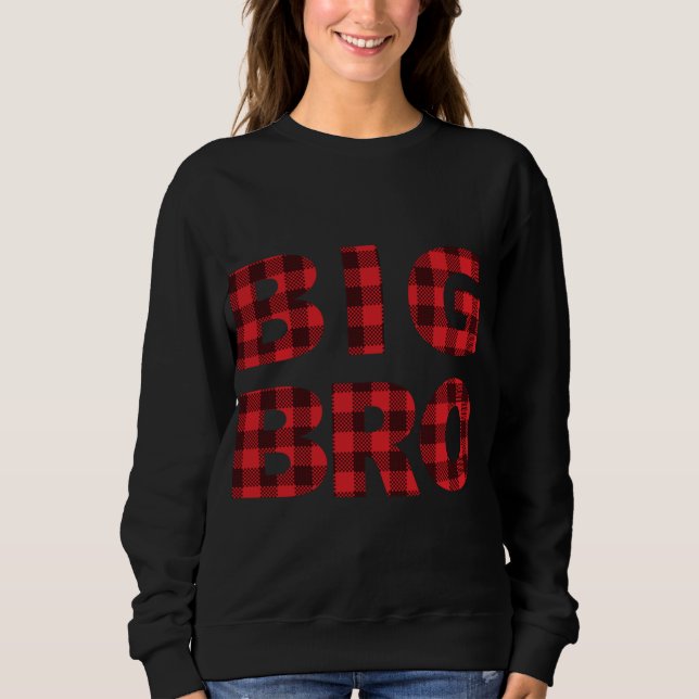 Camiseta Crianças Big Bro Red Buffalo Xadrez Presente Para  (Frente)