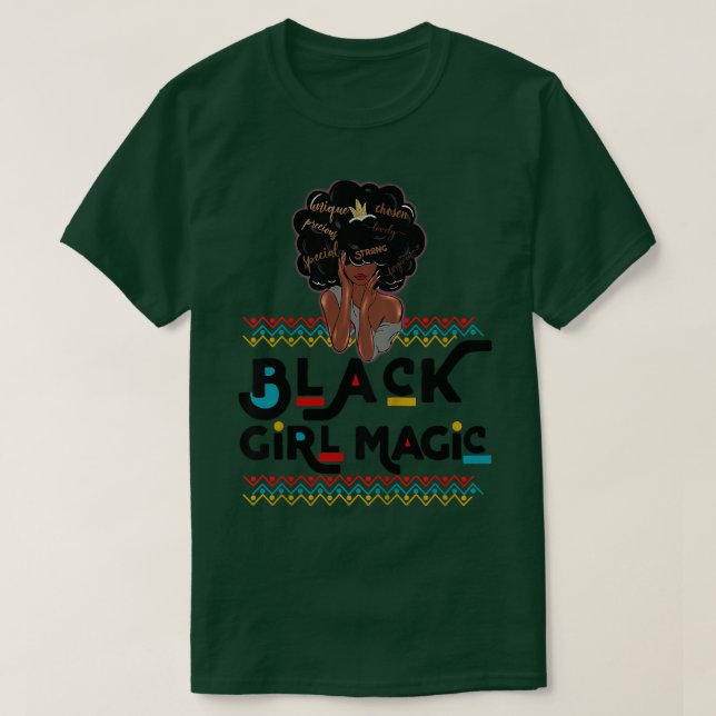 Camiseta Crianças Black Girl Magic African Melanin Kid (Frente do Design)