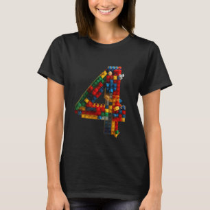 Camiseta Crianças: Bloco de Cute Edifício 4º Aniversário 4