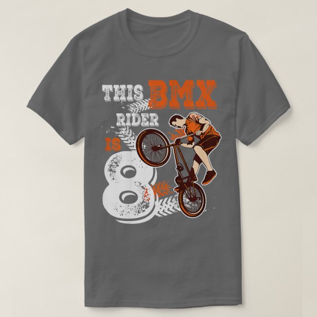 Camiseta Crianças BMX Aniversário 8 º Biker Dirt 8 Anos B (Frente do Design)