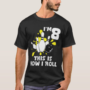 Camiseta Crianças Boliches Engraçadas Eu tenho 8 anos Assim