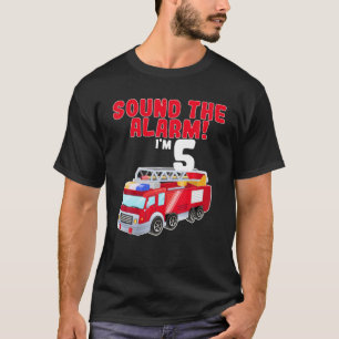Camiseta Crianças Bombeiam 5 Aniversário Soam O Alarme Garo