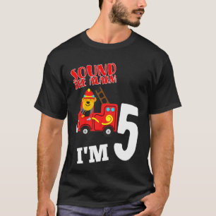Camiseta Crianças Bombeiam Carro Meninos 5 de Aniversário o