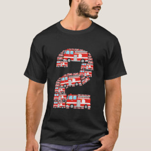 Camiseta Crianças Bombeiam segundo aniversário Garoto De 2