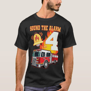 Camiseta Crianças Bombeiros 4º Aniversário 4 Bombeiros Birt