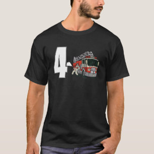Camiseta Crianças Bombeiros 4.º Aniversário Bombeiros Garot