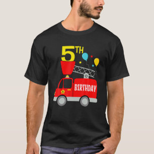 Camiseta Crianças Bombeiros 5 Birthday Garoto Bombeiro 5 An