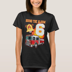 Camiseta Crianças Bombeiros 6 Birthday Boy 6 Bombeiros Birt