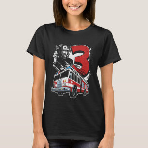Camiseta Crianças Bombeiros aniversário de 3 anos Bombeiros