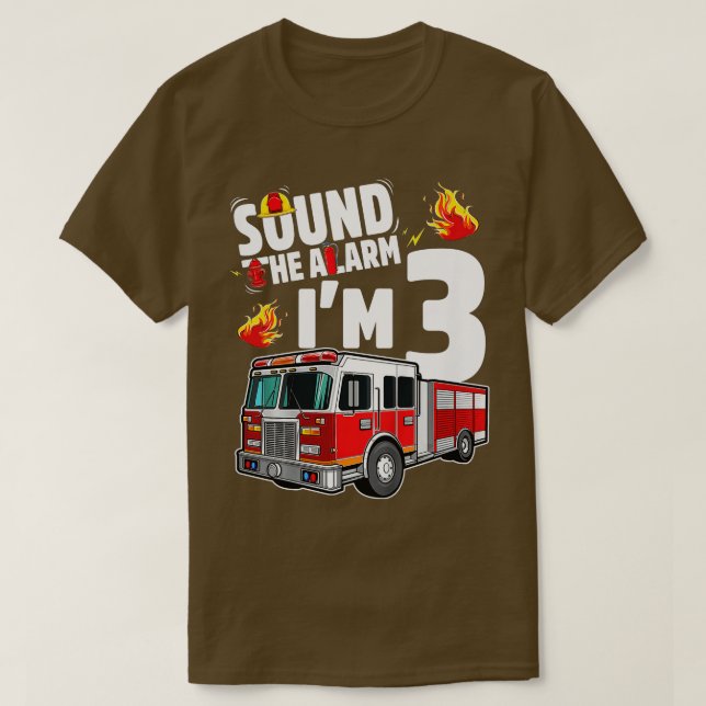 Camiseta Crianças Bombeiros aniversário de 3 anos Bombeiros (Frente do Design)