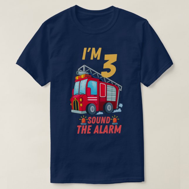Camiseta Crianças Bombeiros Bombeiros aniversário de 3 anos (Frente do Design)