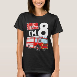 Camiseta Crianças Bombeiros Caminhão 8º Aniversário Ideia B