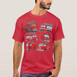 Camiseta Crianças Bombeiros Caminhão de Emergência Caminhão