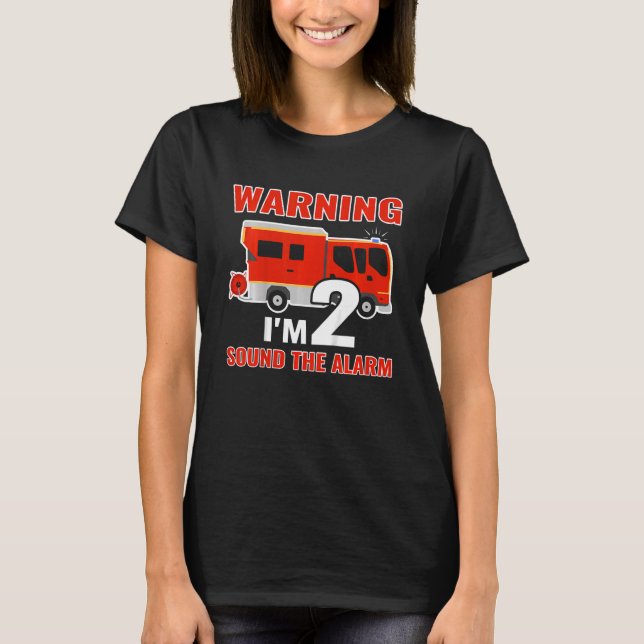 Camiseta Crianças Bombeiros com caminhão de bombeiros Eu so (Frente)