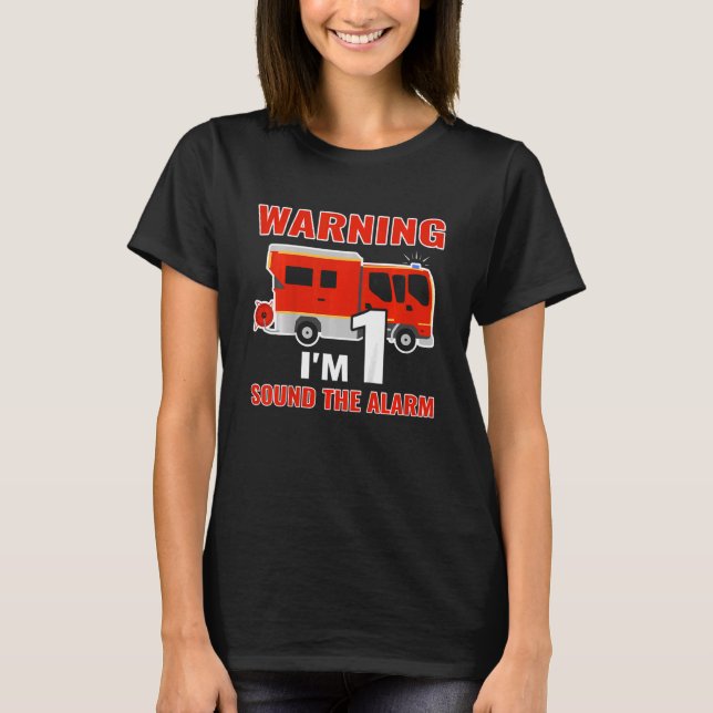 Camiseta Crianças Bombeiros com caminhão de bombeiros Eu so (Frente)