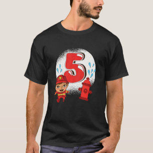 Camiseta Crianças Bombeiros Garoto Rapaz Cinco 5 Aniversári