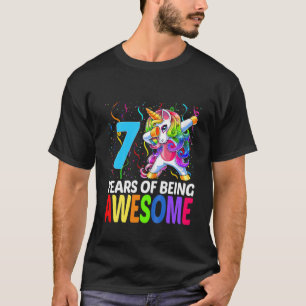 Camiseta Crianças Bonitas de 7 Anos Unicórnio Dabbing 7 B