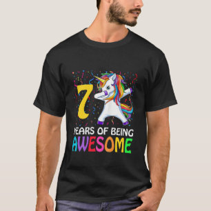 Camiseta Crianças Bonitas de 7 Anos Unicórnio Dabbing 7 Bir