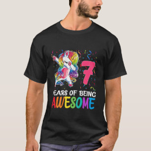 Camiseta Crianças Bonitas de 7 Anos Unicórnio Dabbing 7 Bir