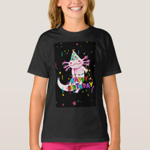 Camiseta Crianças bonitas de aniversário axolotais