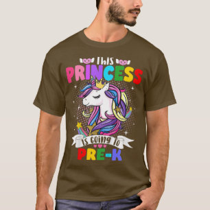 Camiseta Crianças Bonitas Princesa Unicórn Pré-K De Volta A