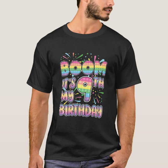 Camiseta Crianças Boom É o meu 9º Aniversário Pop (Frente)